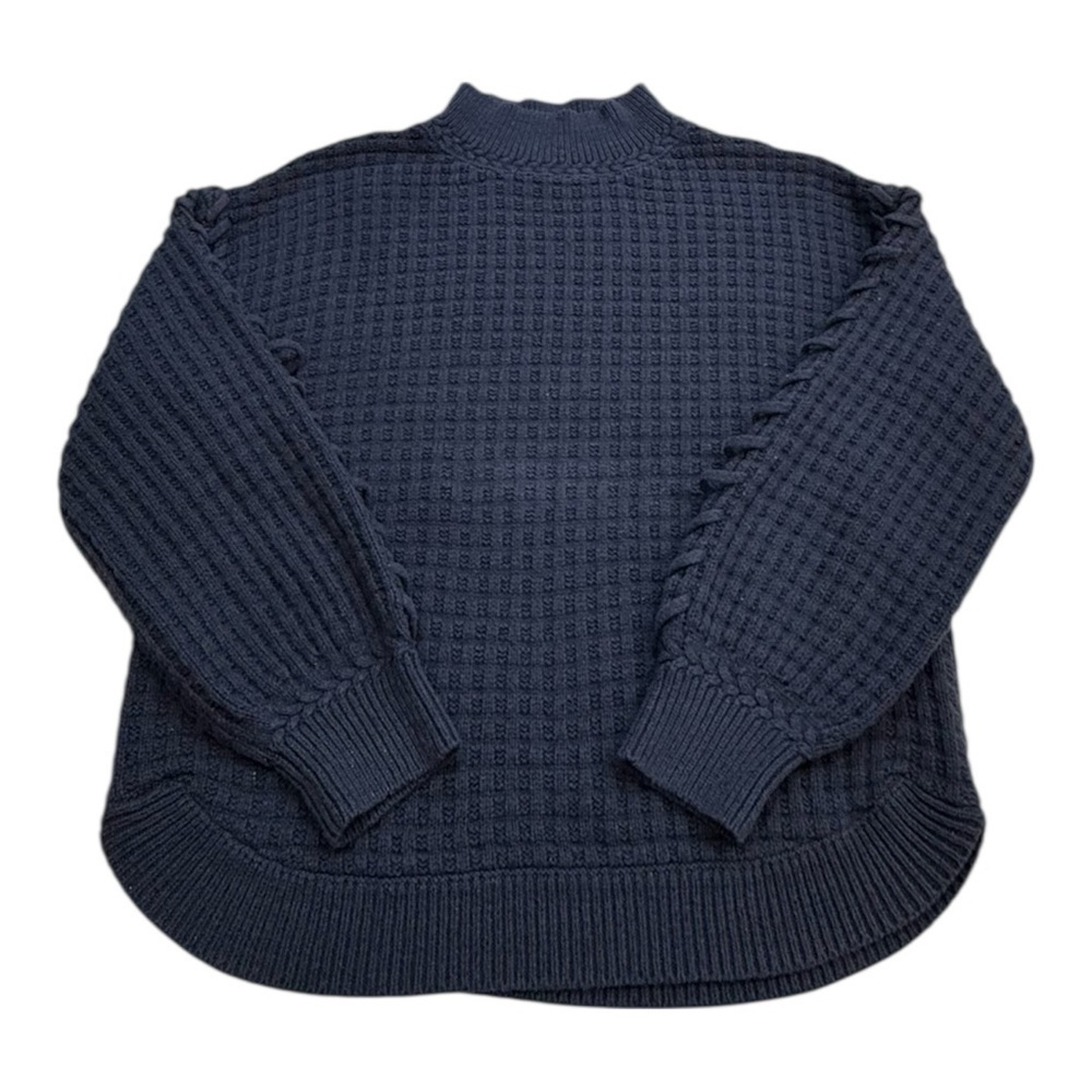 Democracy Mock Neck Waffle Weave Sweater Size M